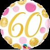 60-as számos születésnapi héliumos lufi pink-arany pöttyös 45 cm-es