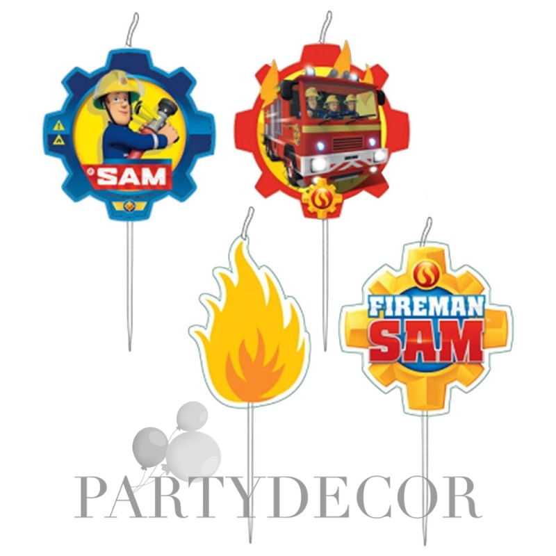 Fireman Sam - Sam A Tűzoltó Parti Gyertya - 4 db-os
