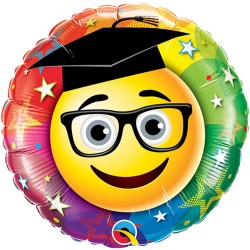Ballagási Emoji Pálcás Fólia Lufi - Smiley Graduate