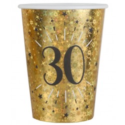 30-as számos születésnapi arany glitteres parti pohár 10 db-os