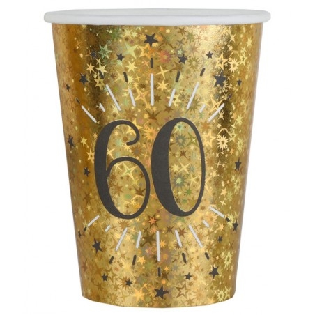 60-as számos születésnapi arany glitteres parti pohár 10 db-os