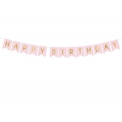 Születésnapi party füzér - Happy Birthday Arany - Rózsaszín