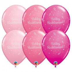 Rózsaszín szülinapi latex lufi Boldog Születésnapot! felirattal (6db)