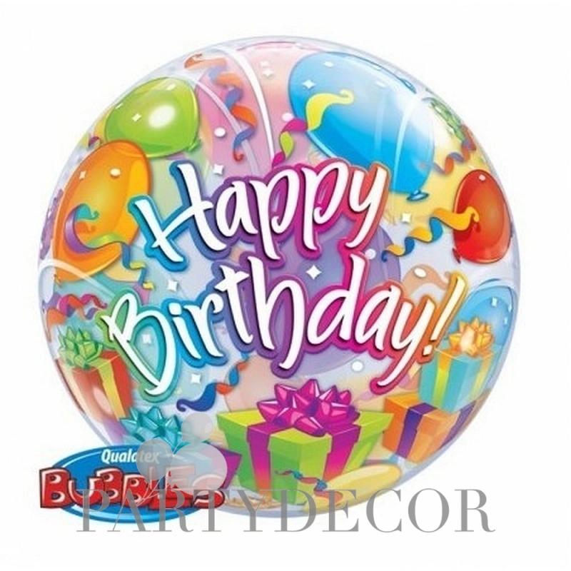 22 inch-es Birthday Presents and Balloons Szülinapi héliumos Bubble Lufi
