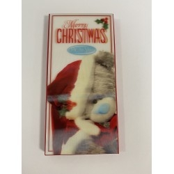 Különleges feliratos csokoládé - maci mikulás sapkában, Merry Christmas felirattal