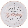 Rosegold glitteres szülinapi tányér Happy Birthday felirattal - 10 db