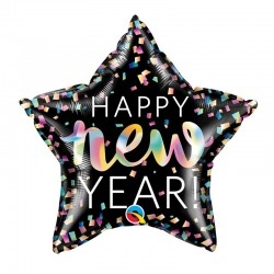 Happy New Year szilveszteri csillag alakú héliumos lufi