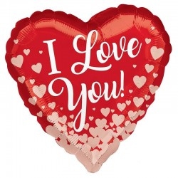 I Love You feliratos szív alakú lufi Valentin napra
