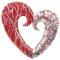 XO Heart Pattern Szerelmes Super Shape Fólia Lufi