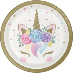 Unikornis parti tányér 18 cm virágos unicorn baby