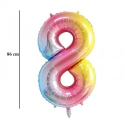 8-ás szám formájú héliumos lufi szivárvány színű 86 cm