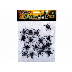 Halloween pókháló 16 darab pókkal