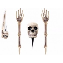 Leszúrható koponya és kezek halloween dekoráció 3 db