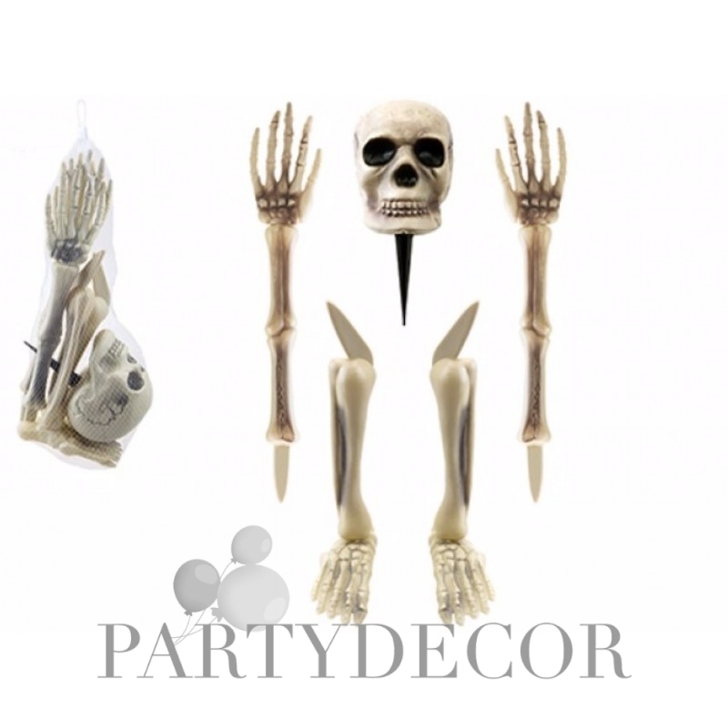 Leszúrható koponya, lábak és kezek halloween dekoráció  db
