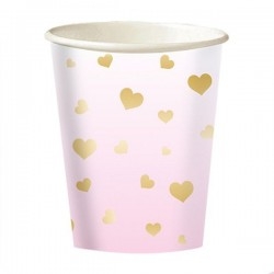 Rózsaszín, arany csillagos pohár 8 db-os 250 ml-es