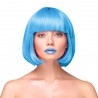 Kleopátra fazonú női paróka farsangra - türkiz kék színű
