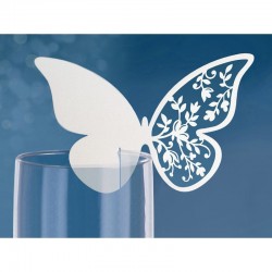 Pillangós Virágos Pohárjelölő Kártya - 10 db-os