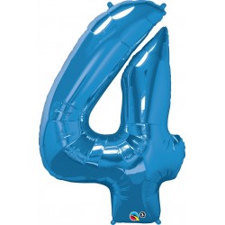 4-es Szám Formájú Héliumos Fólia Lufi - Zafír Kék - 86 cm