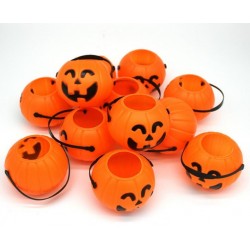 Tökfejes Narancssárga Műanyag Vödör Szett Halloweenre 8 db-os 6 cm