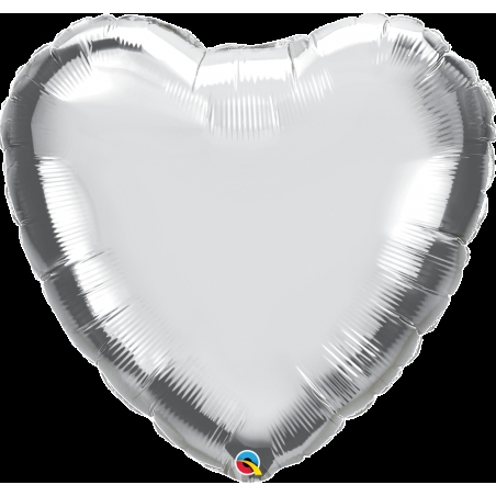 Esküvői ezüst szív fólia lufi 46 cm